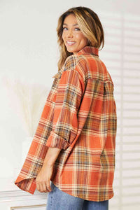 Double Take Plaid Dropped Shoulder Shirt Trandify deal
