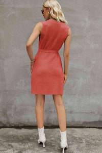 Round Neck Slit Sleeveless Sweater Dress Trandify deal
