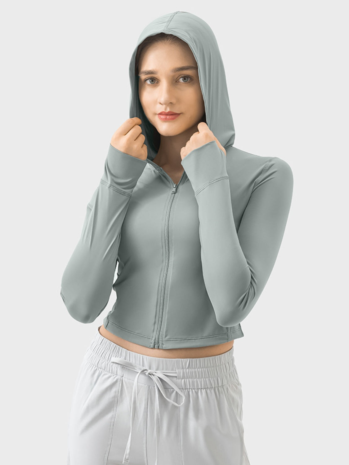 Millennia Zip Up Hooded Long Sleeve Active Outerwear Trandify deal