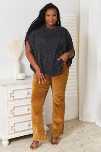 Double Take Printed Dolman Sleeve Round Neck Blouse Trandify deal