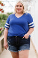 Plus Size Striped V-Neck Tee Shirt Trandify deal