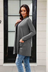 Basic Bae Full Size Open Front Long Sleeve Cardigan with Pockets Trandify deal