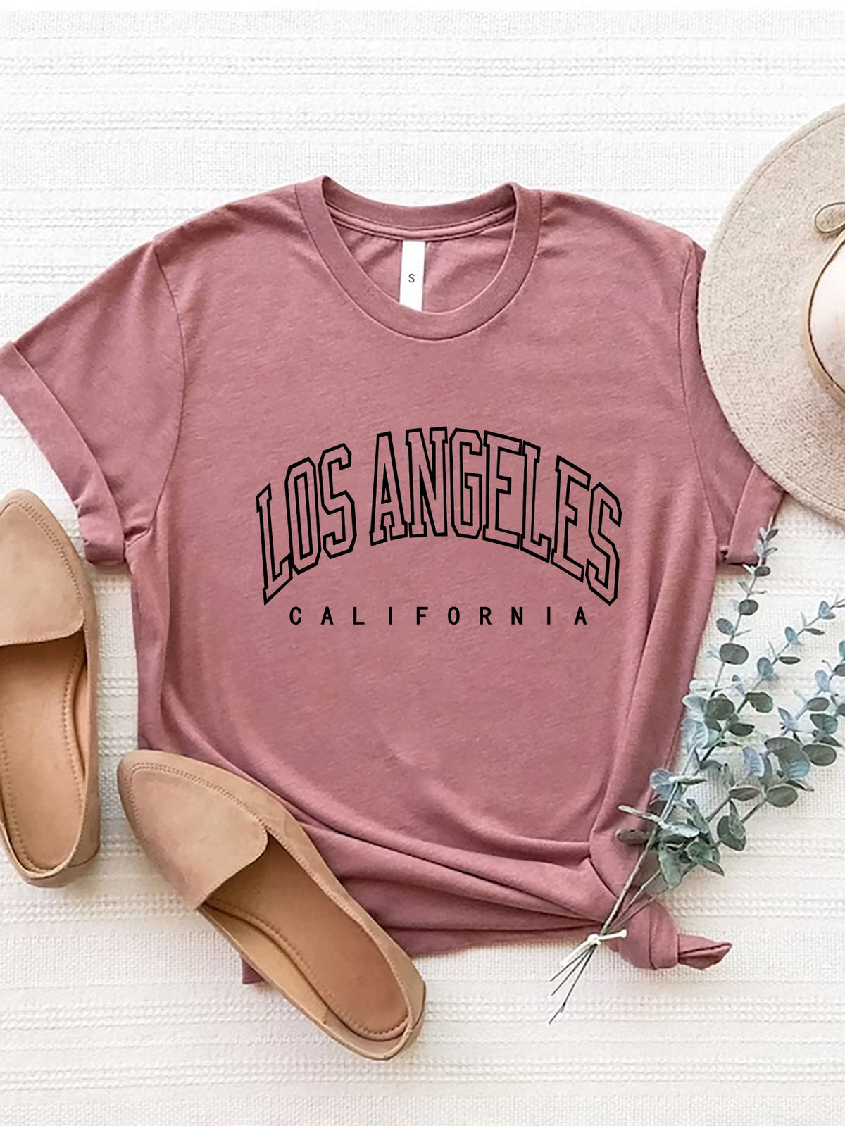 LOS ANGELES CALIFORNIA Round Neck T-Shirt Trandify deal