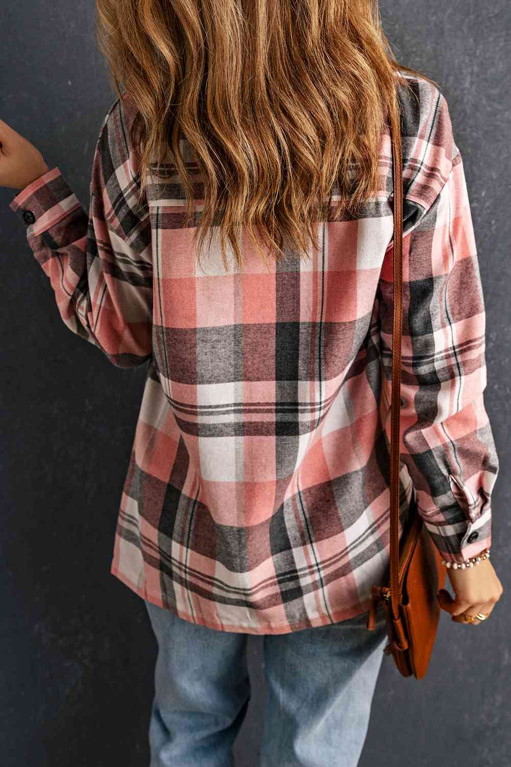 Double Take Plaid Dropped Shoulder Longline Shirt Trandify deal