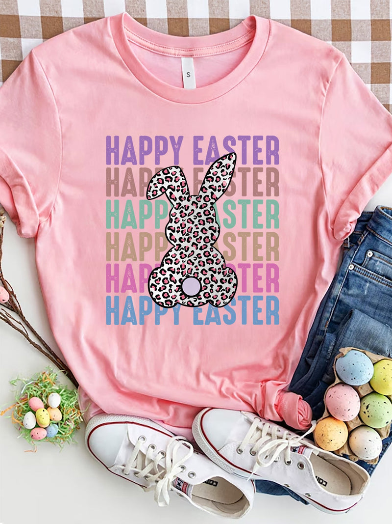 HAPPY EASTER Round Neck Short Sleeve T-Shirt Trandify deal