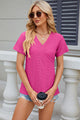 Eyelet Surplice Short Sleeve T-Shirt Trandify deal