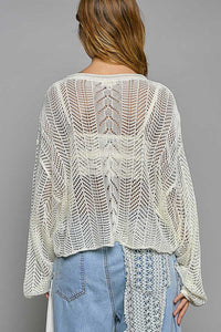 POL Openwork Balloon Sleeve Knit Cover Up Trandify deal