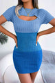 Color Block Cutout Short Sleeve Sweater Dress Trandify deal