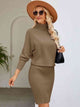 Turtle Neck Long Sleeve Ribbed Sweater Dress Trandify deal