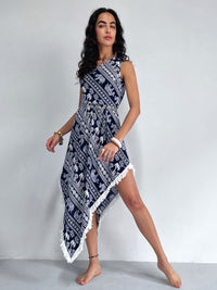 Fringe Printed Single Shoulder Dress Trandify deal