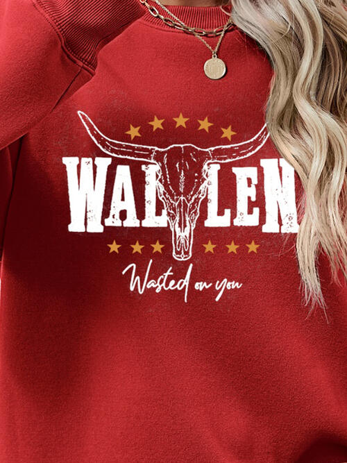 Graphic Round Neck Dropped Shoulder Sweatshirt Trandify deal