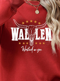 Graphic Round Neck Dropped Shoulder Sweatshirt Trandify deal