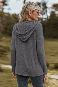 Drawstring Dropped Shoulder Hooded T-Shirt Trandify deal