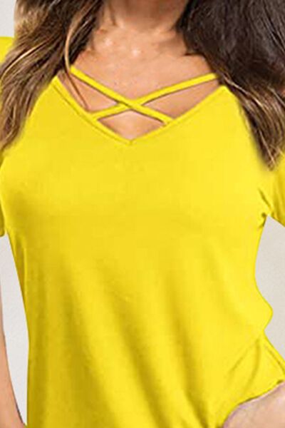 Crisscross Short Sleeve T-Shirt Trandify deal