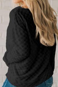 Checkered Round Neck Long Sleeve T-Shirt Trandify deal