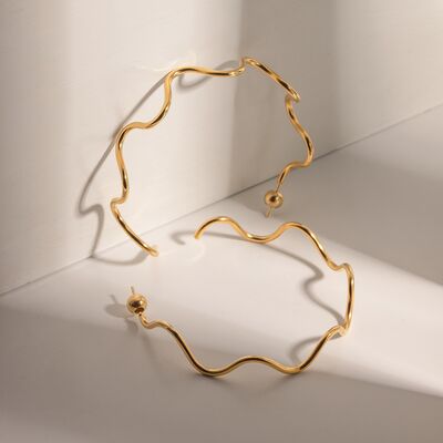 Stainless Steel Wave Shape C-Hoop Earrings Trandify deal