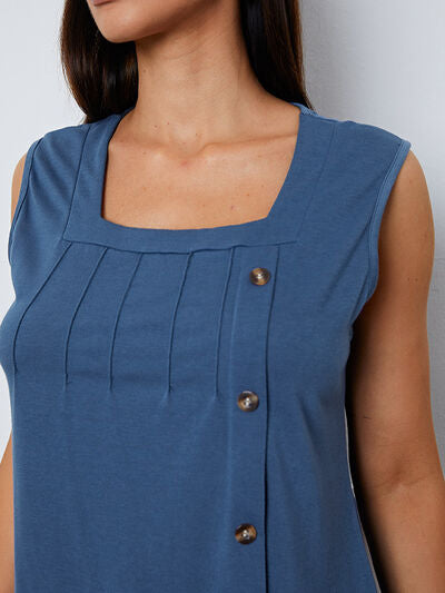 Square Neck Decorative Button Tank Trandify deal
