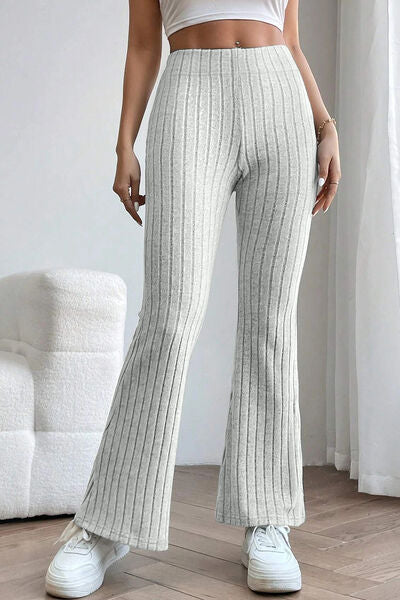 Basic Bae Full Size Ribbed High Waist Flare Pants Trandify deal