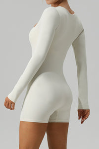 Square Neck Long Sleeve Active Romper Trandify deal