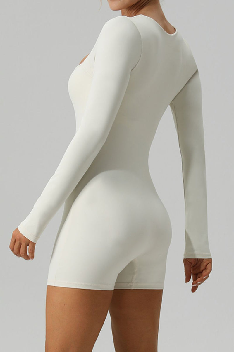 Square Neck Long Sleeve Active Romper Trandify deal