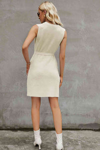 Round Neck Slit Sleeveless Sweater Dress Trandify deal