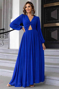 Twist Front Cutout Long Sleeve Dress Trandify deal