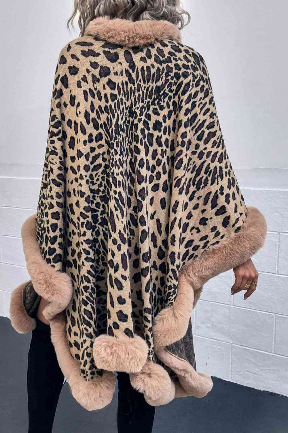 Leopard Open Front Poncho Trandify deal