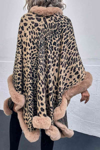 Leopard Open Front Poncho Trandify deal