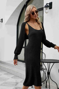 Knit Slit Tank Dress and Bolero Set Trandify deal