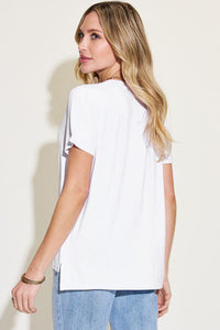 Basic Bae Full Size V-Neck High-Low T-Shirt Trandify deal