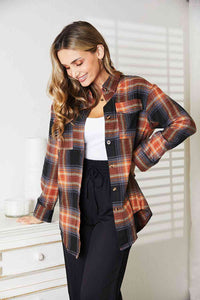 Double Take Plaid Dropped Shoulder Shirt Trandify deal