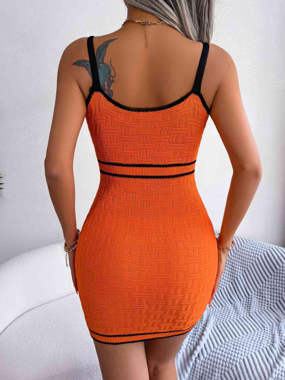Contrast Spaghetti Strap Cutout Sweater Dress Trandify deal