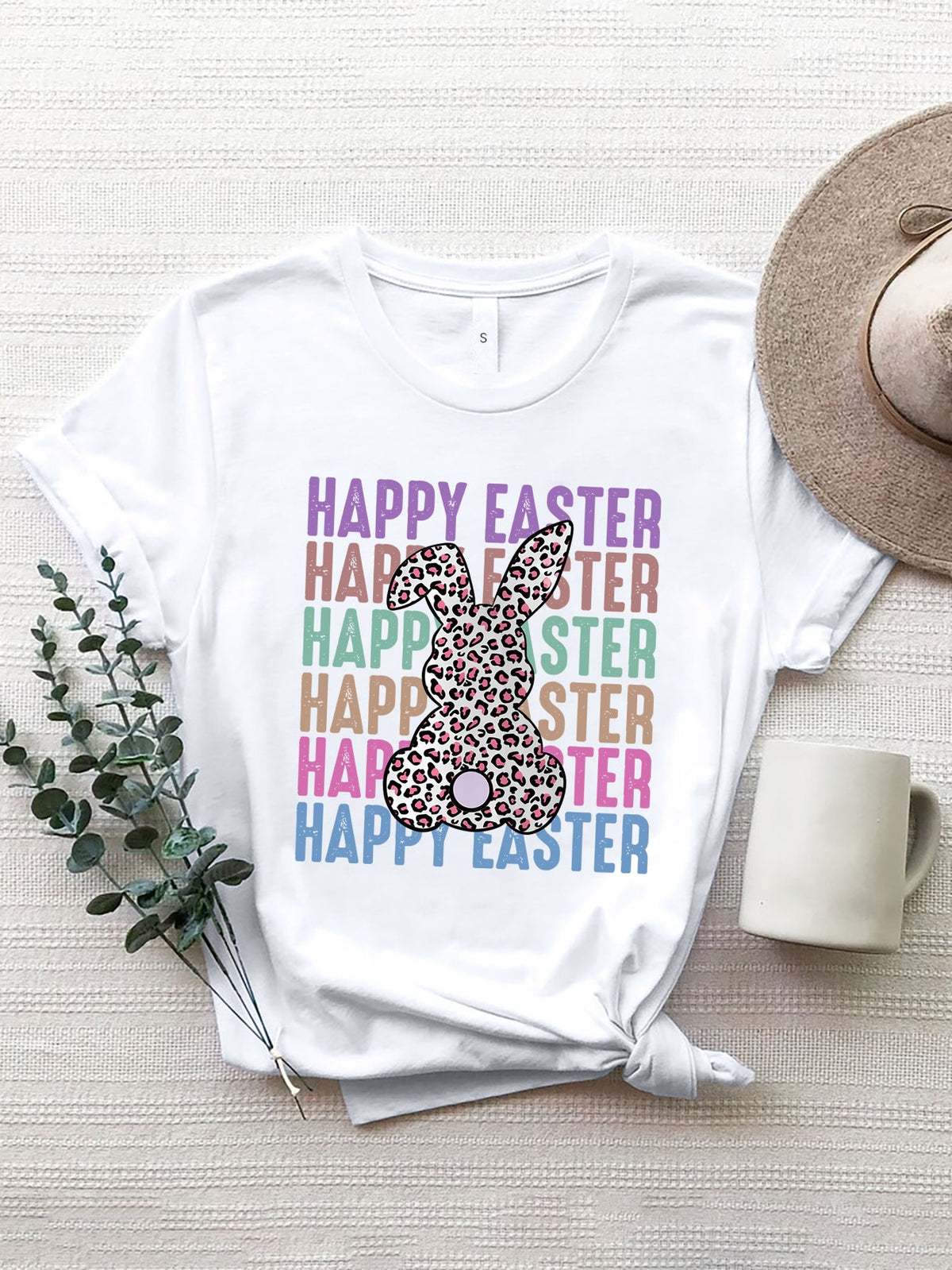 HAPPY EASTER Round Neck Short Sleeve T-Shirt Trandify deal