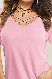 Crisscross Short Sleeve T-Shirt Trandify deal