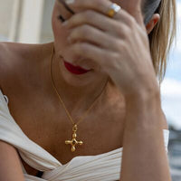Gold-Plated Stainless Steel Cross Shape Pendant Necklace Trandify deal