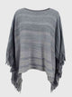 Striped Boat Neck Poncho with Fringes Trandify deal