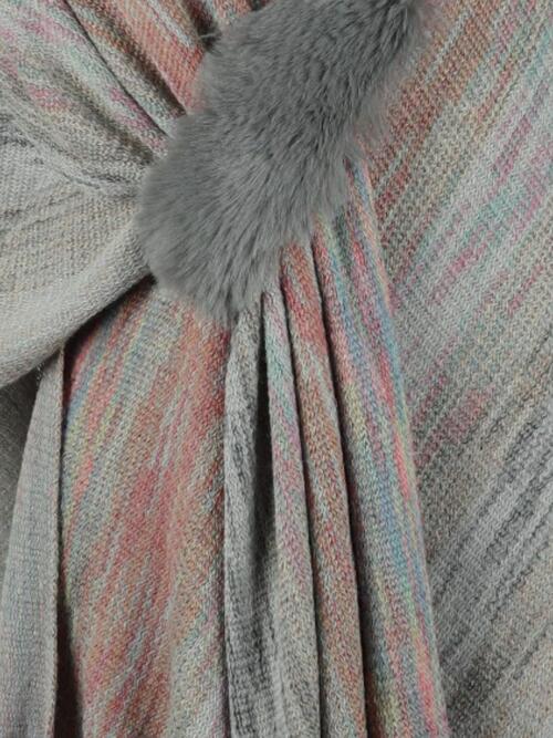 Heathered Fringe Hem Poncho Trandify deal