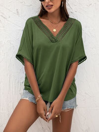 lvy Lane Lace Detail V-Neck T-Shirt Trandify deal