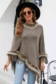 Faux Fur Trim Fringed Poncho - Stylish Winter Wear with Fringes - TrandifyDeal