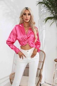Lapel Collar Button Up Long Sleeve Shirt Trandify deal