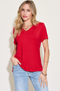 Basic Bae Full Size V-Neck High-Low T-Shirt Trandify deal