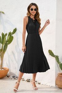Swiss Dot Tie Neck Sleeveless Dress Trandify deal