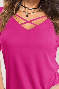 Crisscross Short Sleeve T-Shirt Trandify deal