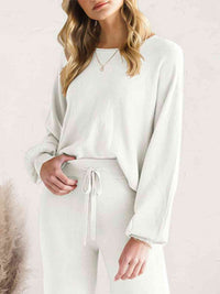 Long Sleeve Lounge Top and Drawstring Pants Set Trandify deal