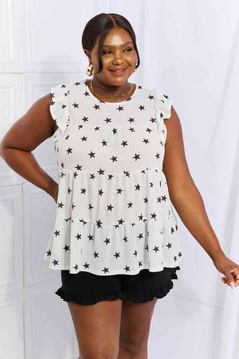 Heimish Shine Bright Full Size Butterfly Sleeve Star Print Top Trandify deal