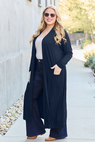 Basic Bae Full Size Open Front Long Sleeve Cover Up Trandify deal