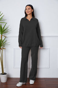 Dropped Shoulder Sweater and Long Pants Set Trandify deal