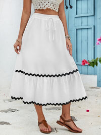 Tied Contrast Trim High Waist Skirt Trandify deal