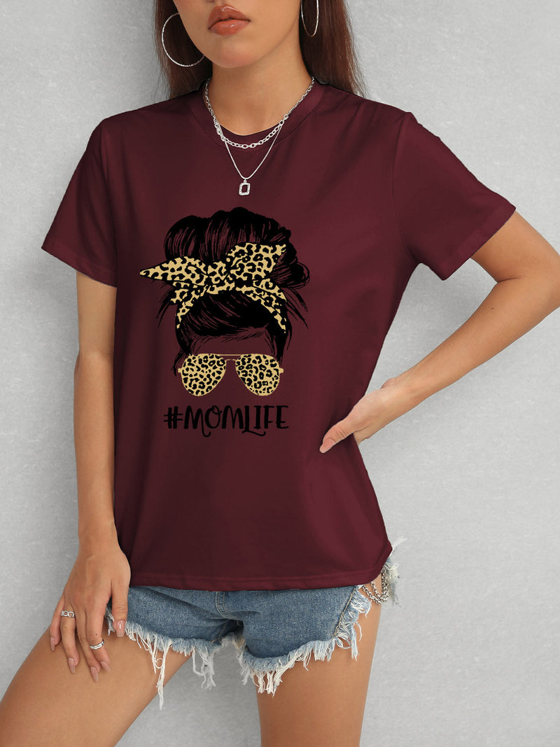 MOMLIFE Round Neck Short Sleeve T-Shirt Trandify deal