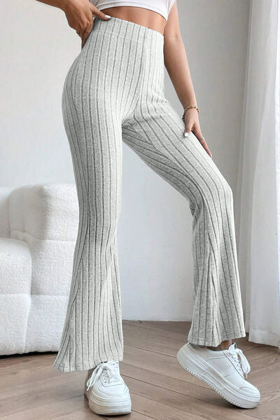 Basic Bae Full Size Ribbed High Waist Flare Pants Trandify deal